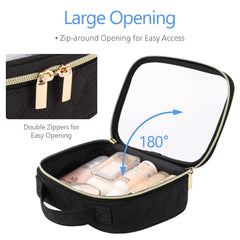 PACKISM clear makeup bag 180-degree zip opens wide for quick access.