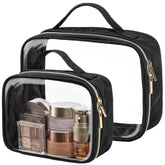 PACKISM clear makeup bag large open shows organized toiletries for quick travel access.