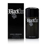 Paco Rabanne Black XS tall bottle front view, bold masculine fragrance for daring nights.