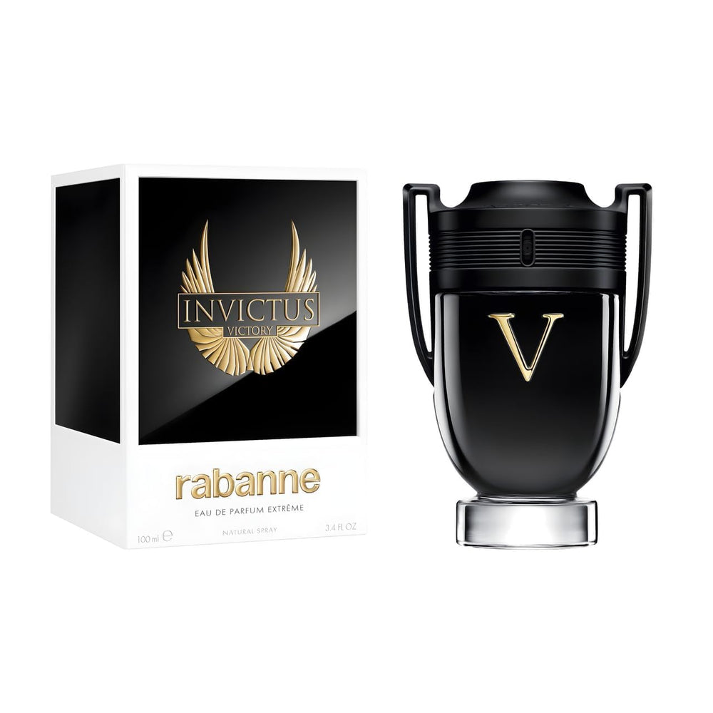 Paco Rabanne Invictus Victory bottle front showcases bold, athletic design for confident evenings.