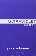Paco Rabanne Ultraviolet for Men bottle side, premium glass finish impression.