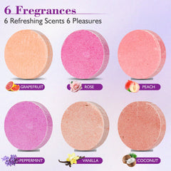 Pahxu Shower Steamer six-pack display showing fragrance variety for personalized showers.