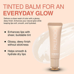 Palladio Butter Balm sheer tint close-up highlighting natural color hydration
