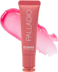 Palladio Butter Balm tube in use delivering instant hydration for soft lips