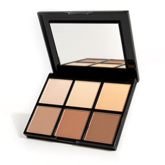 Palladio Definer Contour Palette compact with six shades for sculpted cheekbones and jawline.