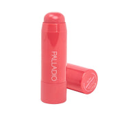 Palladio I'm Blushing 2-in-1 tint swatch on cheek and lip for natural, buildable flush.