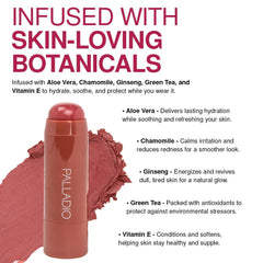 Palladio I'm Blushing 2-in-1 lip swatch with subtle shimmer.