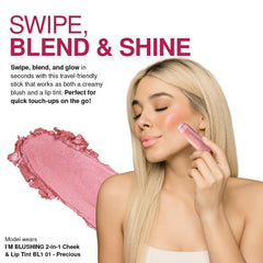 Palladio I'm Blushing Tint cheek on finger for easy fingertip blending