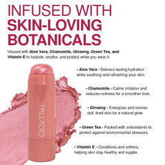 Palladio I'm Blushing Tint lip application closeup highlighting creamy shimmer lip color