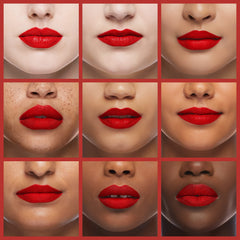 Palladio lip liner creamy glide swatch highlights rich color payoff on natural lip texture.