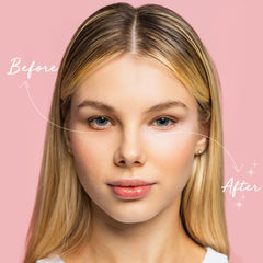 Palladio Under Eye Brightener Soft Pink swatch demonstrates color-correcting tint for lighter complexions.