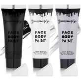 Paminify black white grey face paint 30 ml pot for bold Halloween looks.