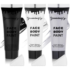 Paminify black white grey face paint 30 ml pot for bold Halloween looks.