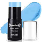 Paminify light-blue face paint stick packaging highlights skin-safe cosplay use.