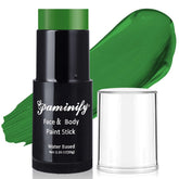 Paminify Witch Green Face Paint Stick packaging for travel-friendly cosplay prep.