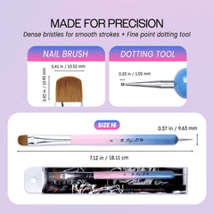 PANA Ivy-L 2-way Kolinsky brush and dotting tool joined for intricate dot patterns.