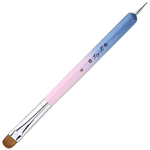 PANA Ivy-L premium 2-way brush with pink blue wood handle, close-up for precise nail art.