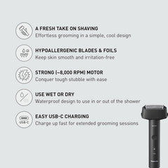 Panasonic ES-RM3B-K floating head follows contours for smooth results.