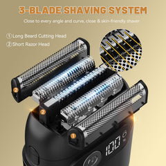 Panid electric foil shaver LED display shows battery status for travel readiness
