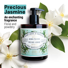 Panier des Sens Jasmine hand soap pump-dispense provides easy, refillable bathroom hand care.