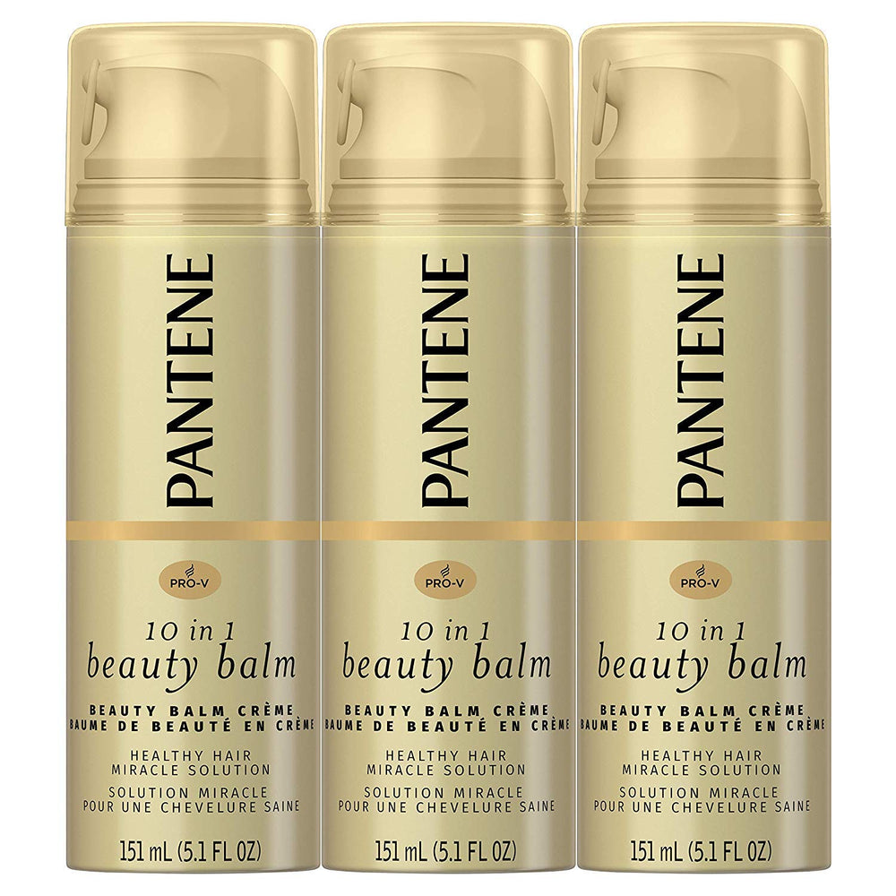 Pantene Beauty Balm on damp hair for smoothness, frizz control, and lightweight shine.