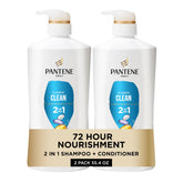 Pantene Classic Clean 2-in-1 shampoo bottle highlights nourishing formula for shine.