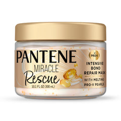 Pantene Miracle Rescue bottle shows Melting Pro-V Pearls for bond repair and nourishment