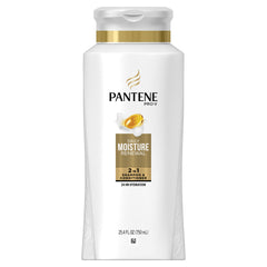 Pantene Pro-V Daily Moisture Renewal bottle front shows all-day moisture and detangling potential.