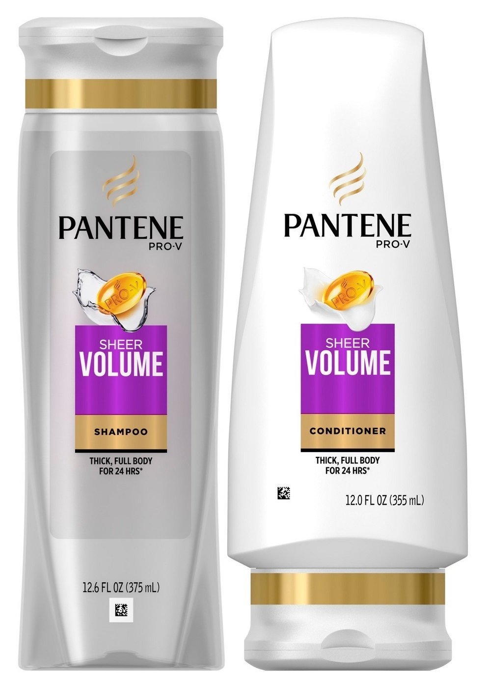 Pantene Pro-V Sheer Volume duo-set bottle front showing lightweight volume for hair