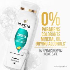 Pantene Pro-V Smooth Duo Pack back explains Pro-Vitamins and argan oil benefits for hair.