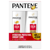 Pantene Radiant Color Shine shampoo bottle highlights color protection and shine