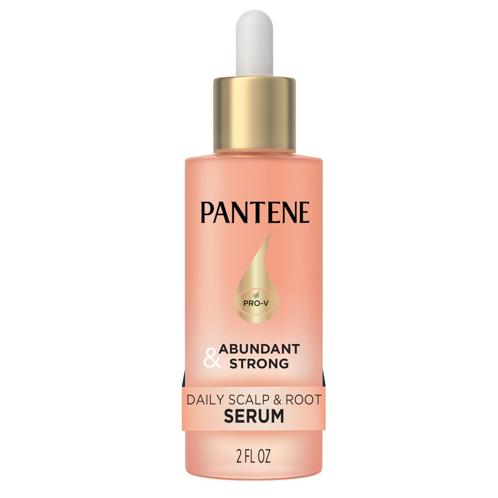 Pantene serum front bottle showing packaging and easy-to-use dropper benefit