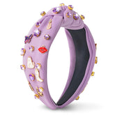 PANTIDE Music Jeweled Knotted Headband front view with sparkling rhinestones for stylish everyday wear.