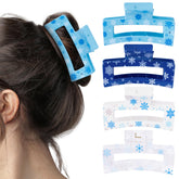 Pantide snowflake hair clip front view shows winter design and secure grip