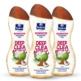 Parachute Advansed Coconut Exfoliating Body Wash bottle pour for a refreshing cleanse.