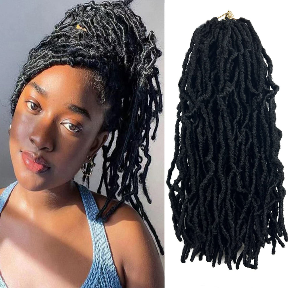 Paraglame short faux locs 14inch packaging view for quick, easy style.