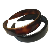 Parcelona French headband set of two, wide 1-inch tortoise shell for everyday style