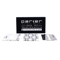Parker blades universal-compatibility image shows fit with all DE razors
