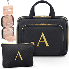 Partylamb initial toiletry bag hanging shot showcases personalized embroidery for a meaningful gift.
