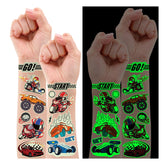 PARTYWIND glow cars tattoos showcase luminous designs for party favors and kids' glow activities.
