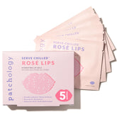 Patchology Serve Chilled Rosé Lip Mask packaging highlights travel-ready five-pack for on-the-go hydration.