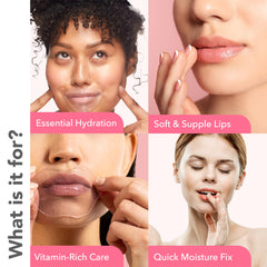 Patchology Serve Chilled Rosé Lip Mask sachet closeup shows strawberry-infused moisture for dry lips.