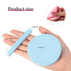 Patelai compressed facial sponges blue close-up for soothing skincare routines.