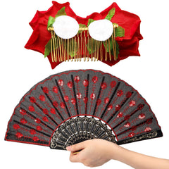 Patelai folding hand fan with sequins—keeps you stylish during performances.