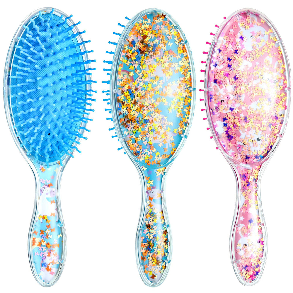 Patelai kids wet hair brush rabbit pattern detangles with glitter