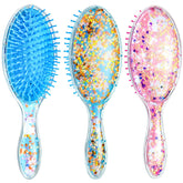 Patelai kids wet hair brush rabbit pattern detangles with glitter