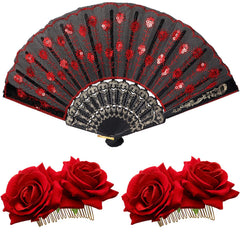 Patelai rose flower hair clip red—two pieces for quick, eye-catching hairstyles.