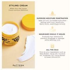 PATTERN Beauty Styling Cream applied to twist-out prep delivers smooth definition.