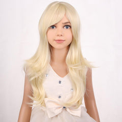 PATTNIUM Kids blonde wig side view shows volume for imaginative play.
