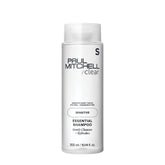 Paul Mitchell Clear Essential Shampoo bottle close-up—fragrance-free formula for sensitive scalps.